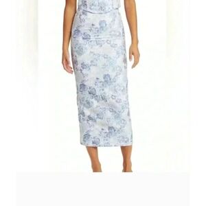 Yellow The Label Harmony Floral Brocade Midi Skirt Women XXL Blue Pink Coquette